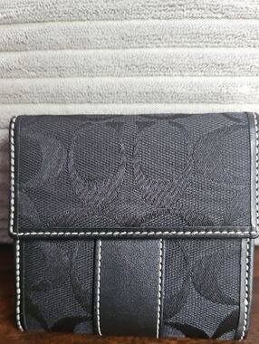 Coach Signature Canvas & Leather Bifold Black Wallet.